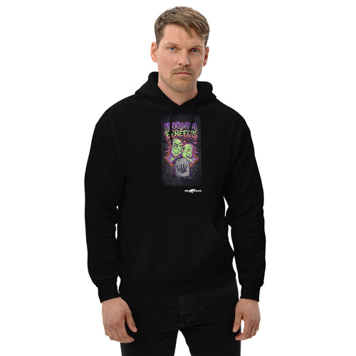 Boo With Benefits hoodie on male model, Black