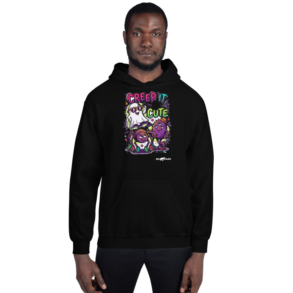 Creep It Cute hoodie on male model, Black