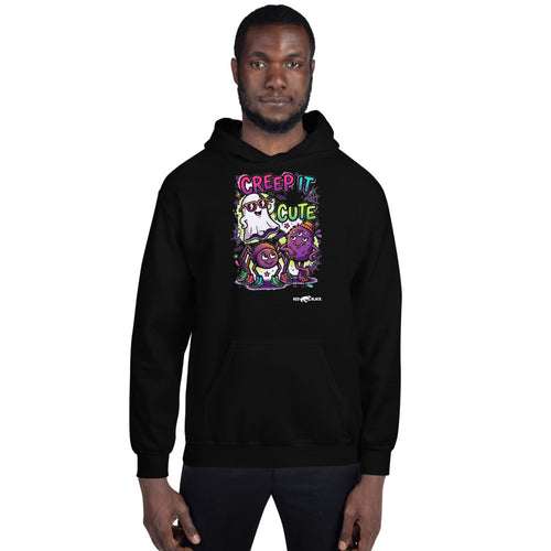 Creep It Cute hoodie on male model, Black