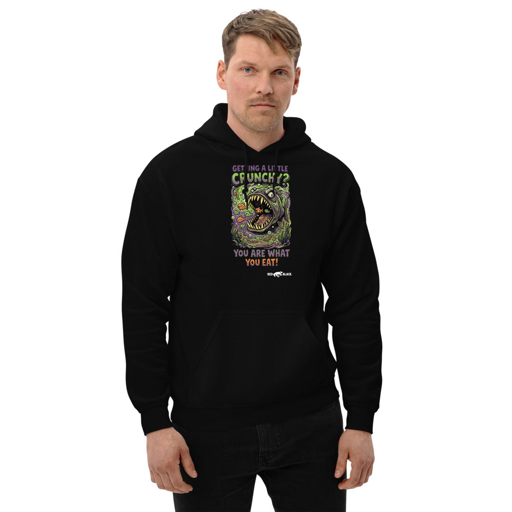 Crunchy hoodie on male model, Black