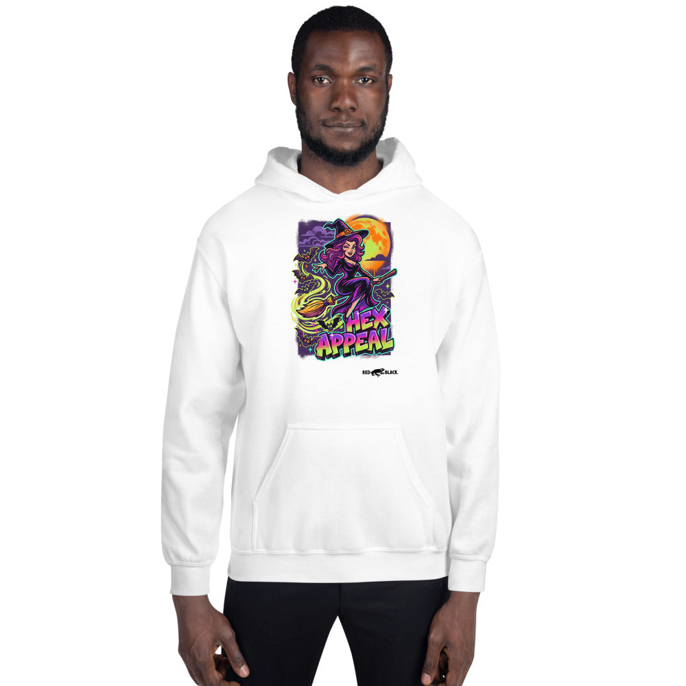 Hex Appeal hoodie on male model, White